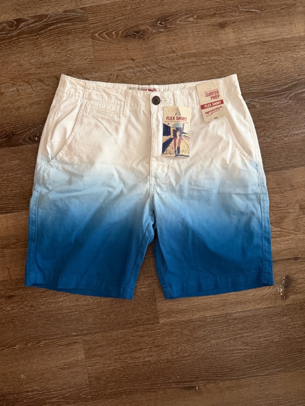 NEW with tags! Arizona Jean Company White to Blue Ombre Flat Front Shorts